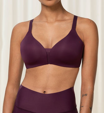 Woman wearing purple wirefree bra