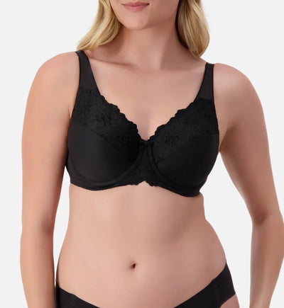 BLACK TRIUMPH EMBROIDERED MINIMISER BRA