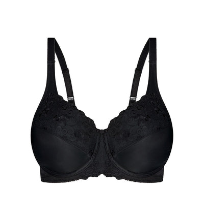BLACK TRIUMPH EMBROIDERED MINIMISER BRA